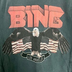 Anine Bing Los Angeles Eagle Tee - washed black color - size small